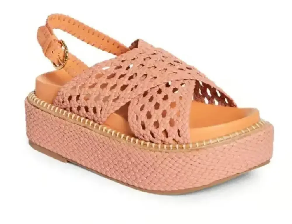 Ulla Johnson Gili Woven Leather Flatform Sandals Sundew Size 9/9.5 US 40 EU NIB